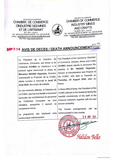 AVIS DE DECES / DEATH ANNOUNCEMENT